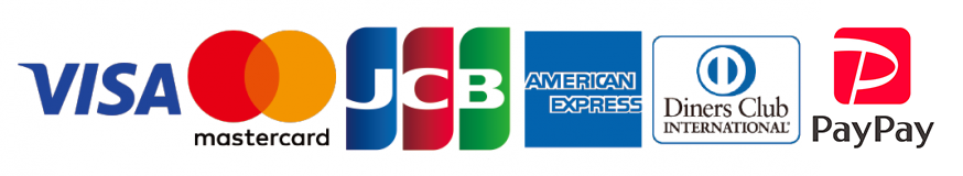 取り扱いクレジットカード一覧(VISA、MASTER、JCB、アメリカンエキスプレス、ダイナーズクラブ)